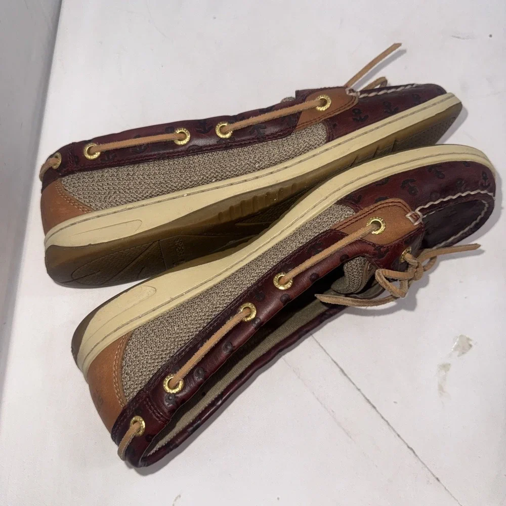 Sperry Top-Sider Brown Leather Anchor Coastal Angelfish Boat Shoes Women's Sz 9